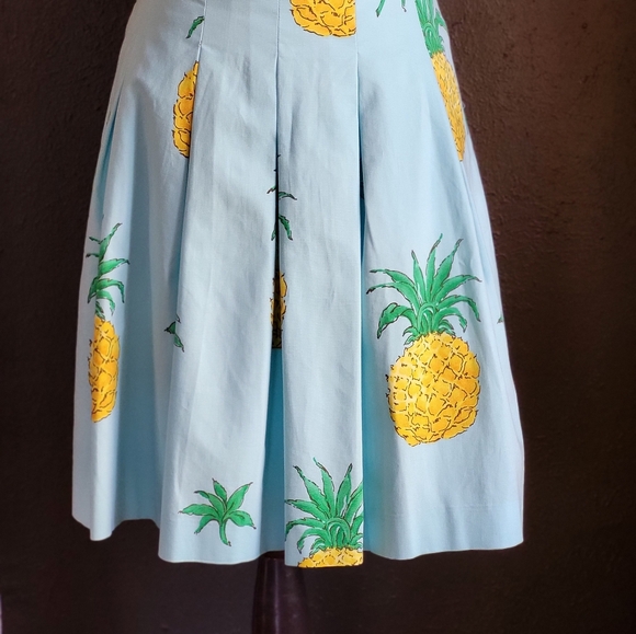 Talbots 2P pleated blue pineapple tropical skirt - Picture 2 of 8